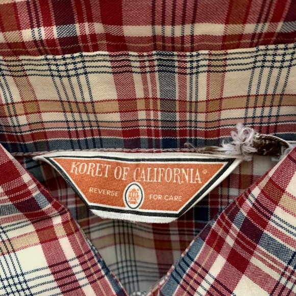 70s Vintage Button-Down Plaid Shirt. Small. Koret of California. - Picture 9 of 11